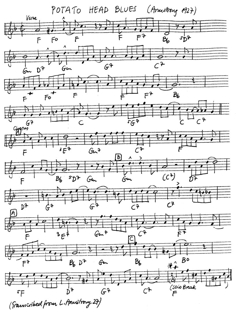 potatoe head blues leadsheet – book us for your next 20s or gatsby event